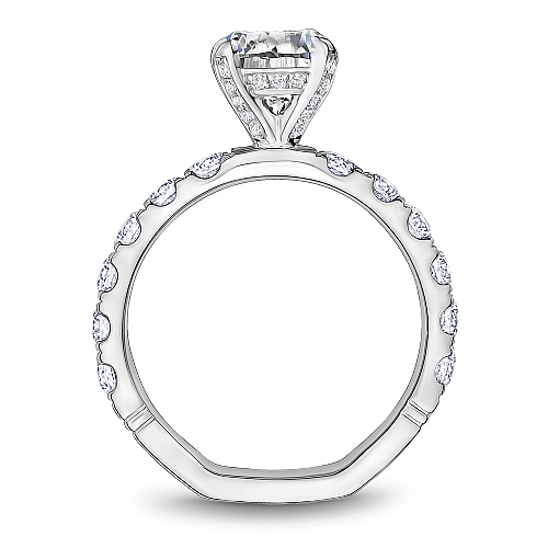 14K white gold diamond semi-mount ring.