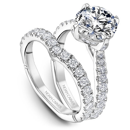 14K white gold diamond semi-mount ring.