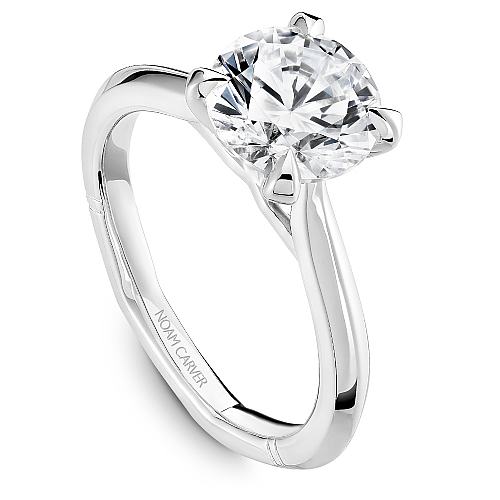 Solitaire diamond ring, 14K white gold.