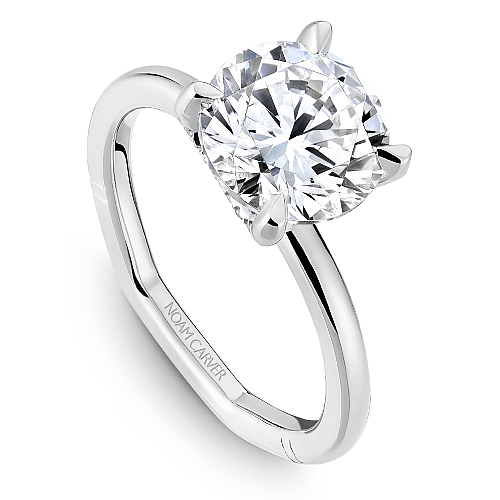 14K white gold solitaire diamond ring