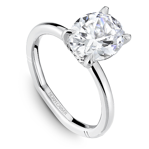 14K white gold solitaire diamond ring