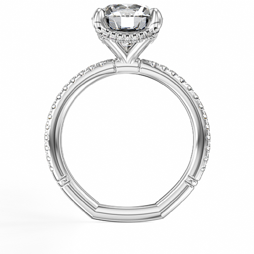 14K white gold diamond semi-mount ring.