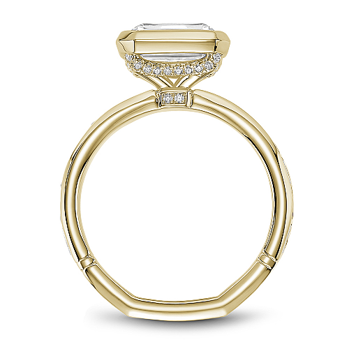 14K yellow gold ring with baguette diamonds.