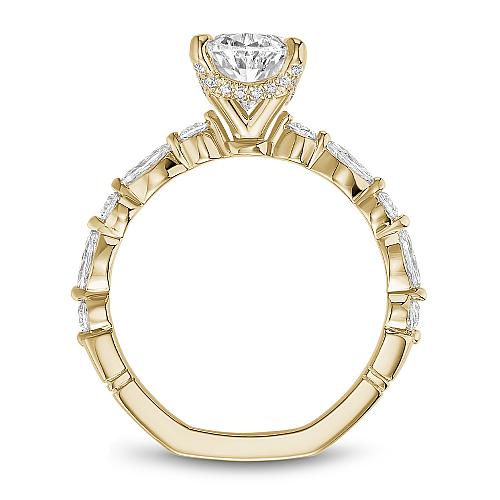 14K yellow gold ring with marquise diamonds.