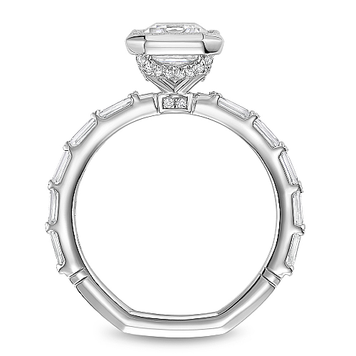 14K white gold ring with baguette diamonds.