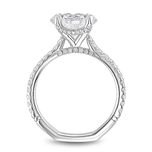 14K white gold diamond semi-mount ring.