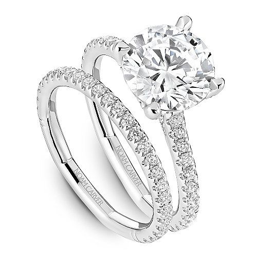 14K white gold diamond semi-mount ring.