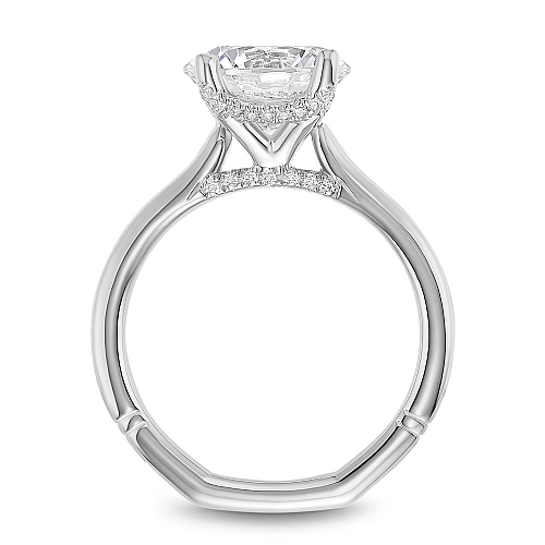 14K white gold diamond semi-mount ring.