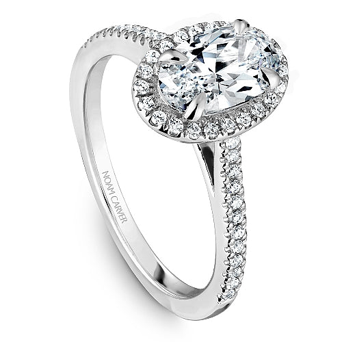 Halo diamond semi-mount engagement ring.