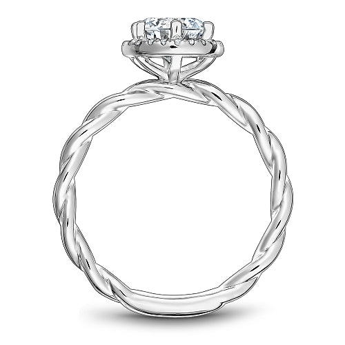 14K white gold diamond halo ring.