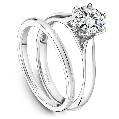 14K white gold diamond semi-mount ring.
