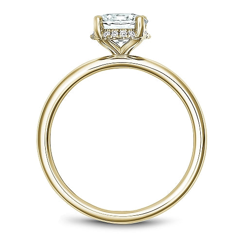 Yellow gold diamond semi-mount engagement ring.