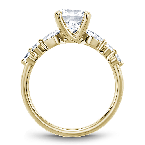 14K yellow gold ring with pear diamonds.
