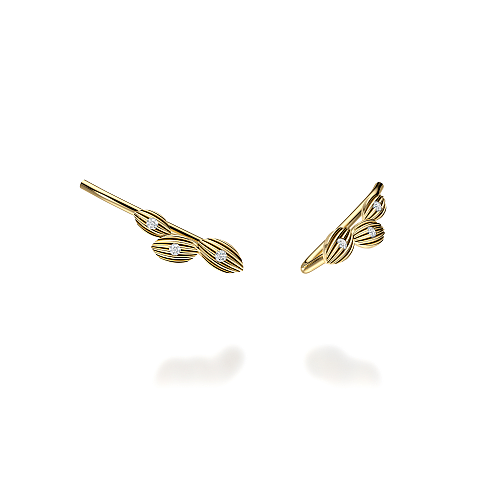 14K Yellow Gold Diamond Crawler Earrings
