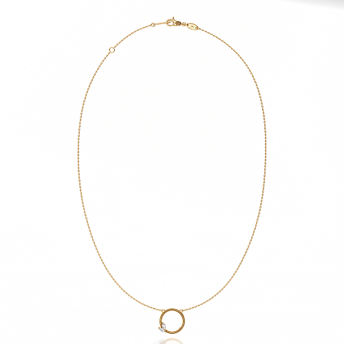 14K gold necklace with marquise diamond circle.