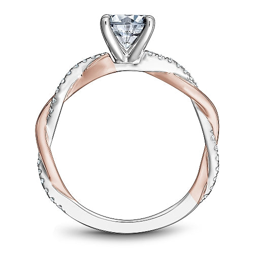 14K white-rose gold diamond semi-mount ring.