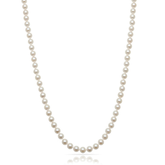 ReMARKable Designs Freshwater Pearl Strand Necklace in 14 Karat White with 75 Pearls 5mm-6mm