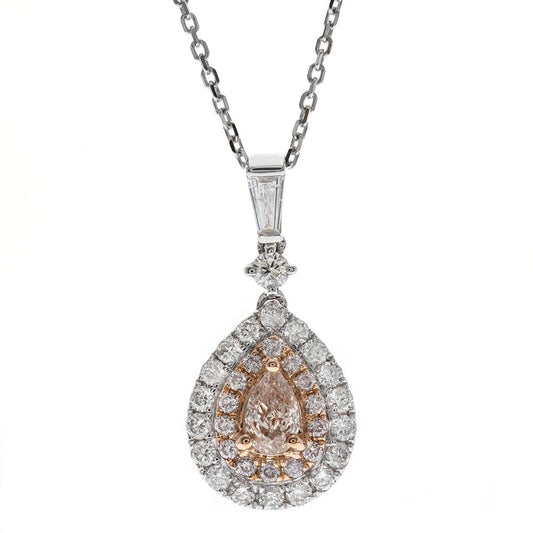 CIRARI Natural Diamond Necklace in 18 Karat White Rose Gold with 0.26ctw Pink Pear Diamond