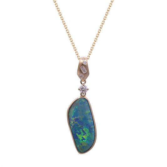 CIRARI Opal Necklace in 14 Karat Yellow Gold with 5.86ctw Opal