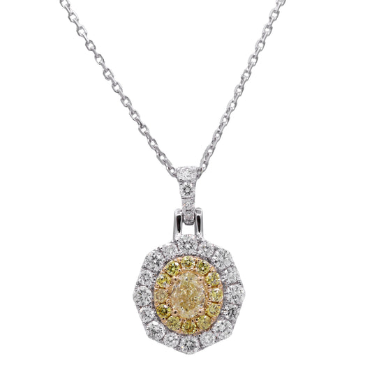 CIRARI Natural Diamond Necklace in 18 Karat White Gold with 0.36ctw Yellow Oval Diamond