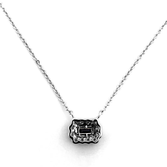 Venetti Pendant Color Gemstone Necklace in 14 Karat White Gold with 1 Baguette Sapphire 0.19ctw