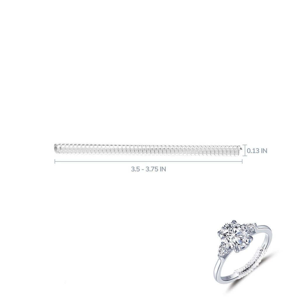 Platinum three-stone simulated diamond ring.