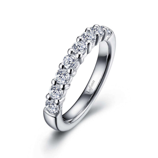 Simulated diamond band, platinum bonded sterling silver.