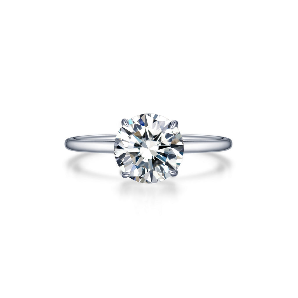 Simulated diamond ring in platinum sterling silver.