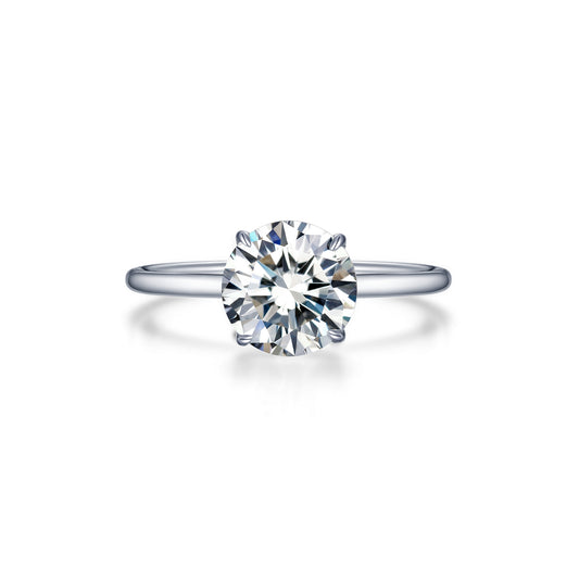 Simulated diamond ring in platinum sterling silver.