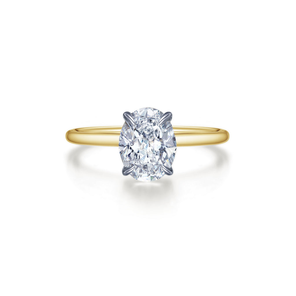 Oval simulated diamond, sterling silver ring.