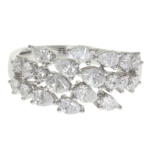 CIRARI Natural Diamond Ring in 18 Karat White Gold with 1.00ctw G/H SI1-SI2 Pear Diamonds