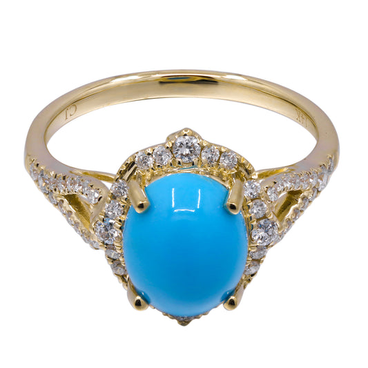 CIRARI Cabochon Turquoise Ring in 14 Karat Yellow Gold with 1 Turquoise 2.63ctw