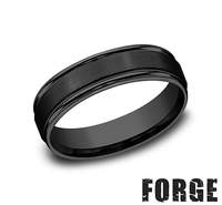 Benchmark Men's Carved Band (No Stones) in Titanium Black 6.5MM