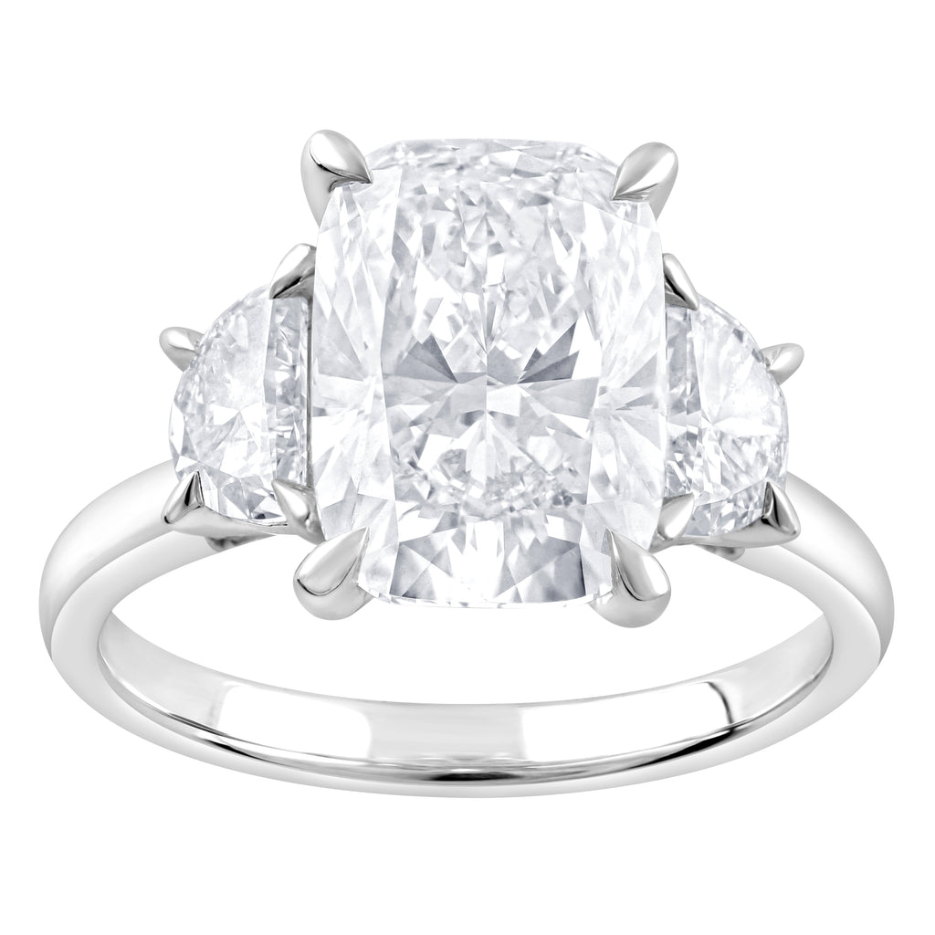 ReMARKable Designs Three Stone Complete Engagement Ring in 14 Karat White Gold with 4.04ctw of Round Lab-Grown Diamonds, Clarity: VS2, Color: E