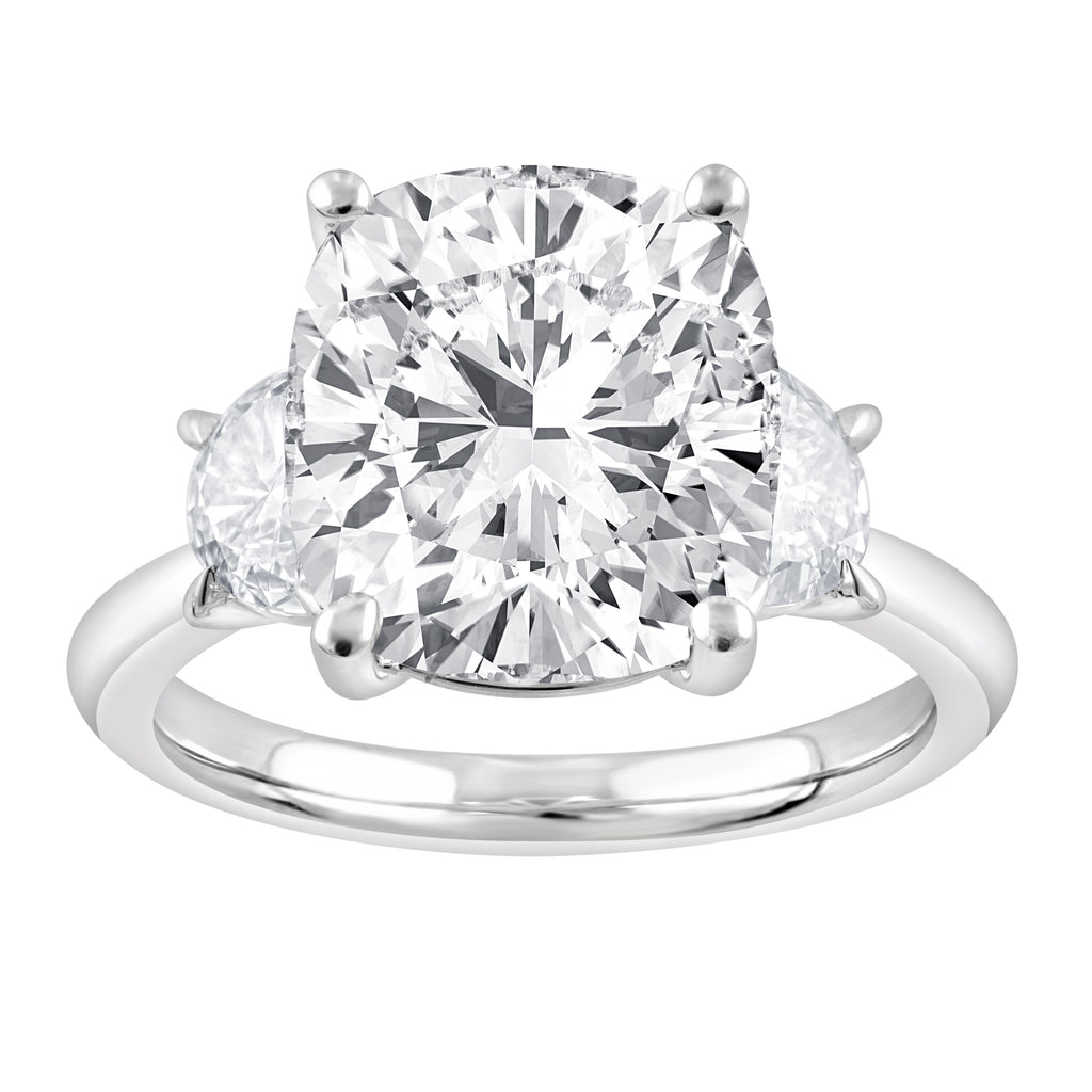 ReMARKable Designs Three Stone Complete Engagement Ring in 14 Karat White Gold with 4.09ctw of Round Lab-Grown Diamonds, Clarity: VS1, Color: G
