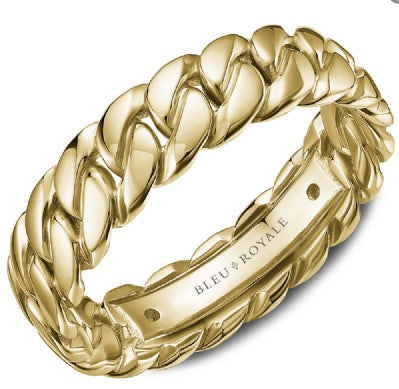 Crown Ring Men's Bleu Royale Collection Carved (No Gemstone) in 14 Karat Yellow Gold 6MM