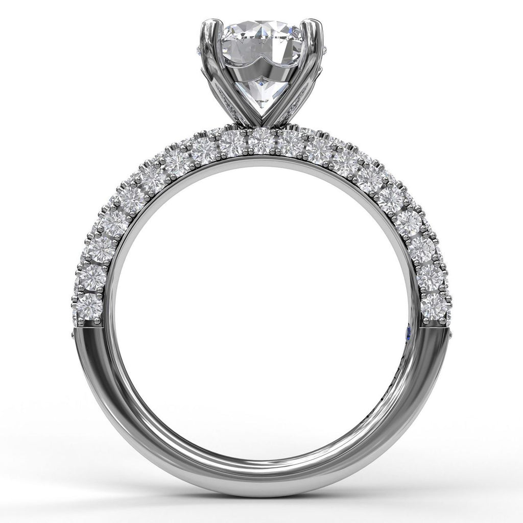 14K white gold ring with side diamonds.