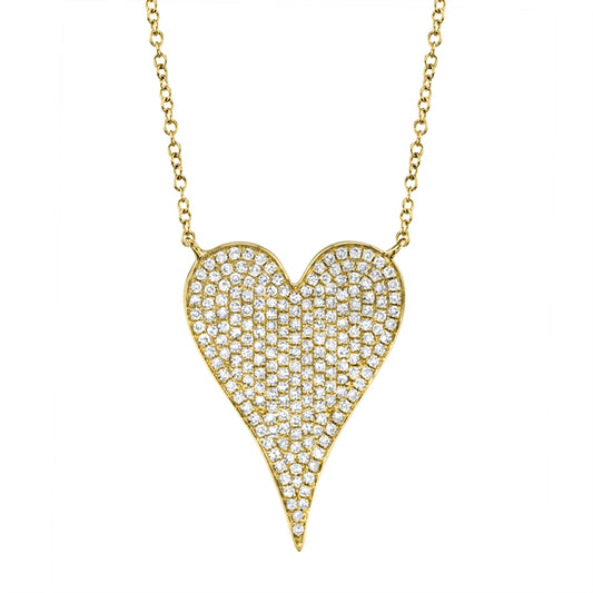Shy Creations Heart Earth Mined Diamond Necklace in 14 Karat Yellow Gold with 0.43ctw Round Diamonds, Clarity: SI2, Color: H/I