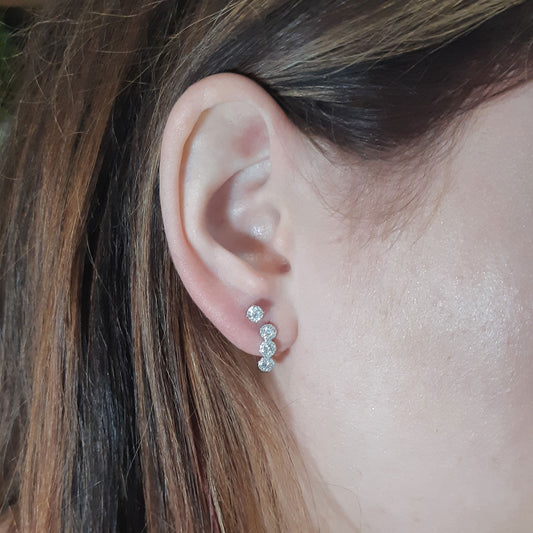 ReMARKable Designs Small Hoop Earth Mined Diamond Earrings in 14 Karat White Gold with 0.38ctw Round Diamonds