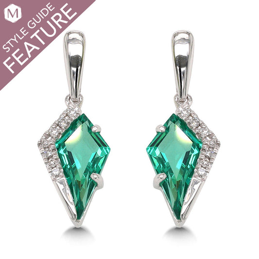 Kite Quartz earrings in white gold.