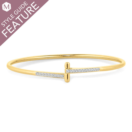 14K yellow gold bracelet with round diamonds.
