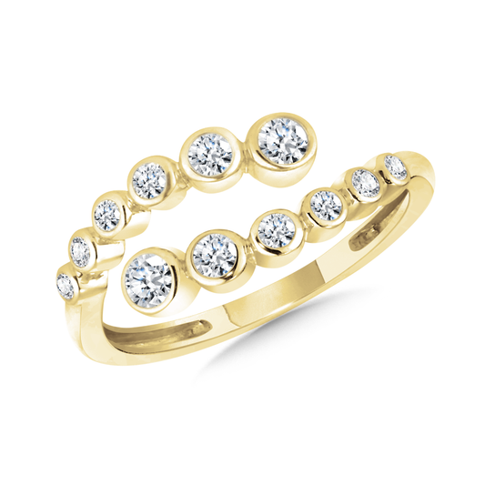 Yellow gold ring with round diamonds.