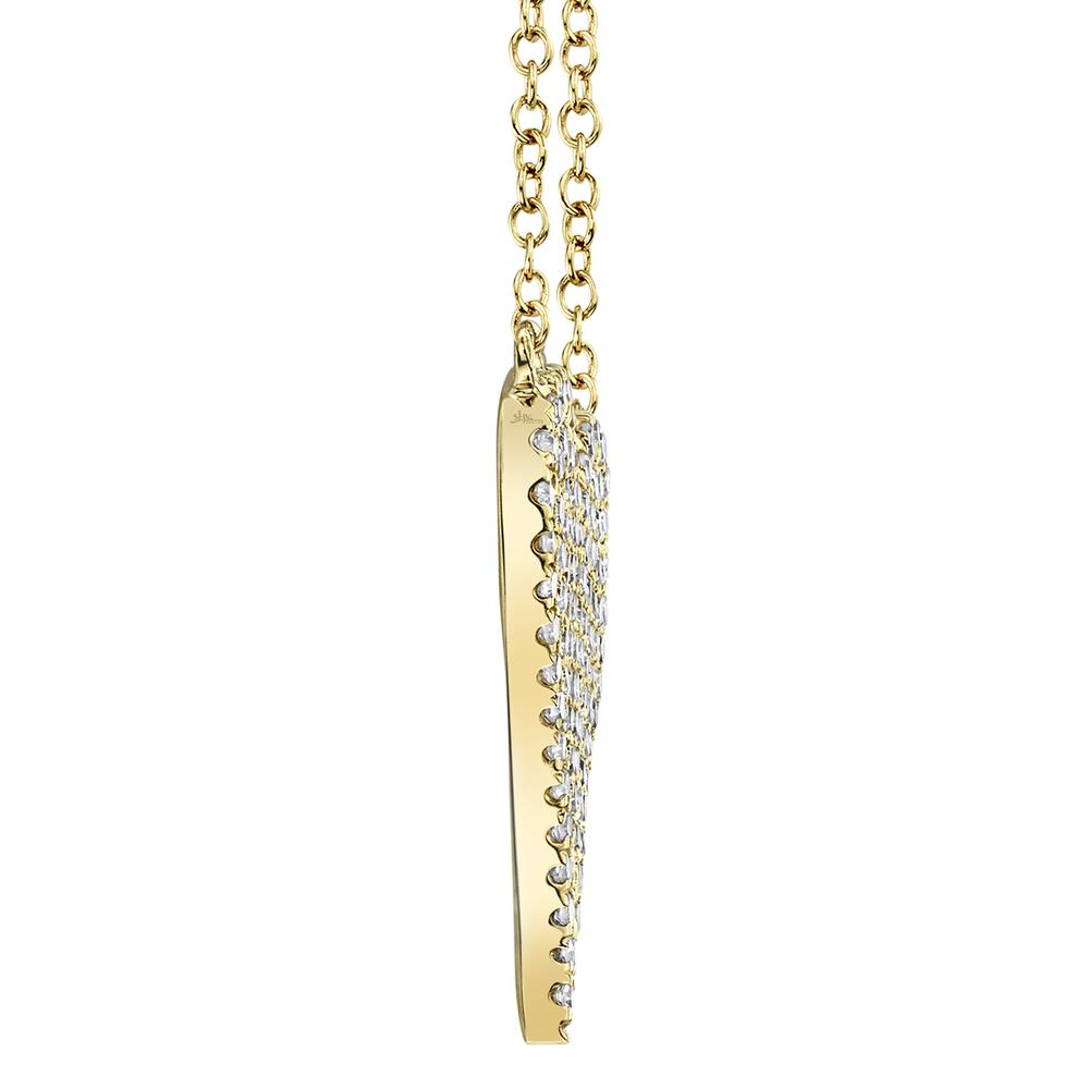 Yellow gold necklace with round diamonds.