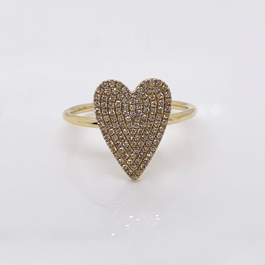 Heart-shaped diamond ring, yellow gold band.