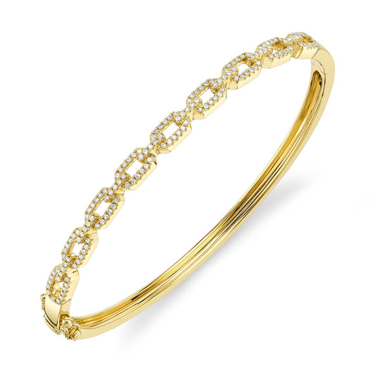 Yellow gold bracelet with diamond-studded links.