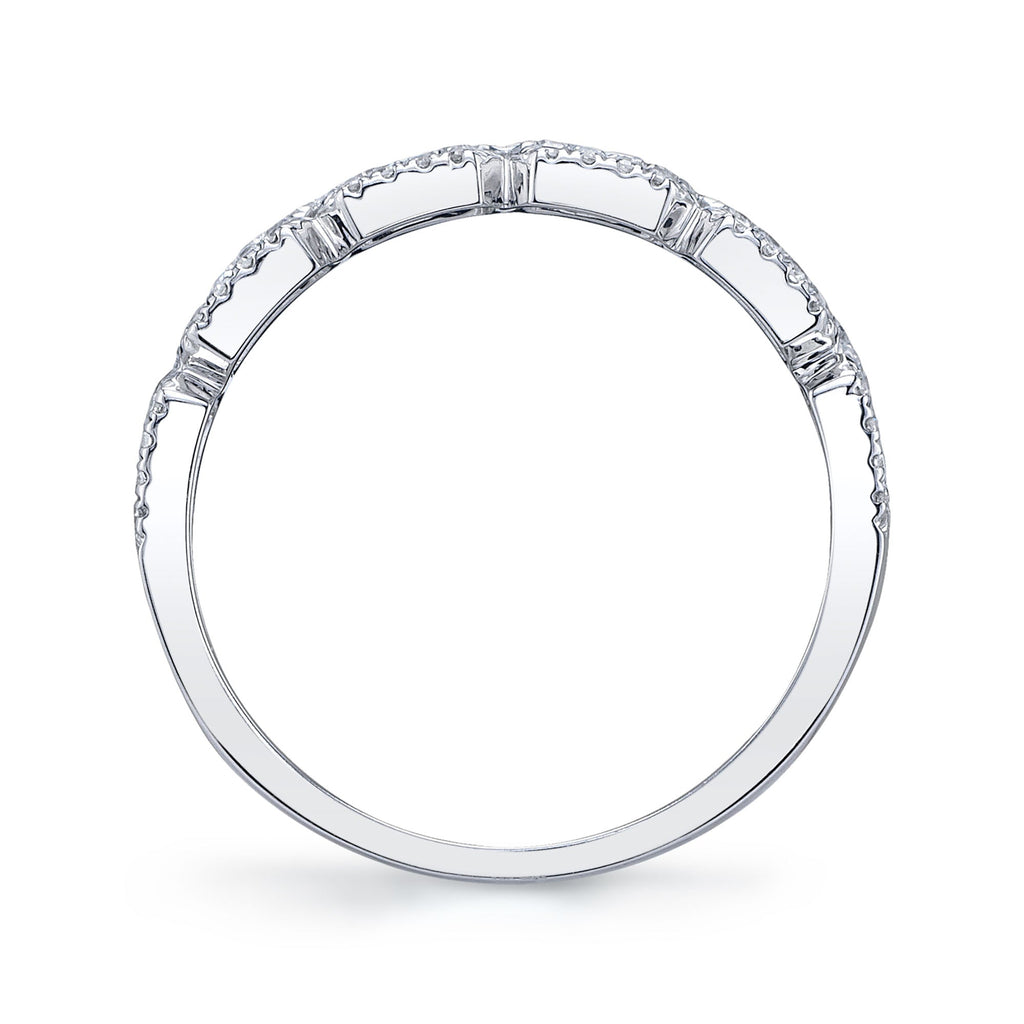 14K white gold diamond band, various shapes.