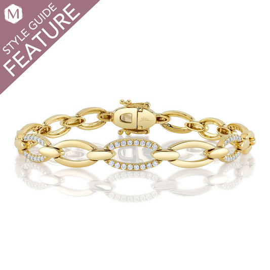 14K gold diamond link bracelet.