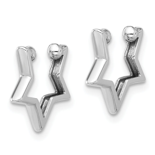 14K white gold zigzag cuff earrings.