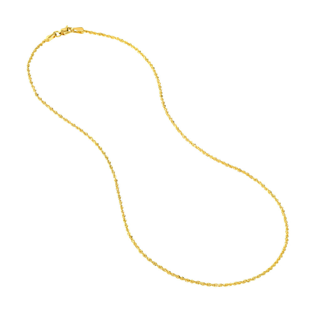 Diamond-cut 10K yellow gold rope chain.