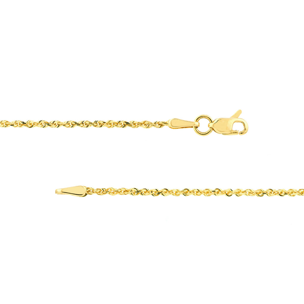 Diamond cut 10K yellow gold rope chain.